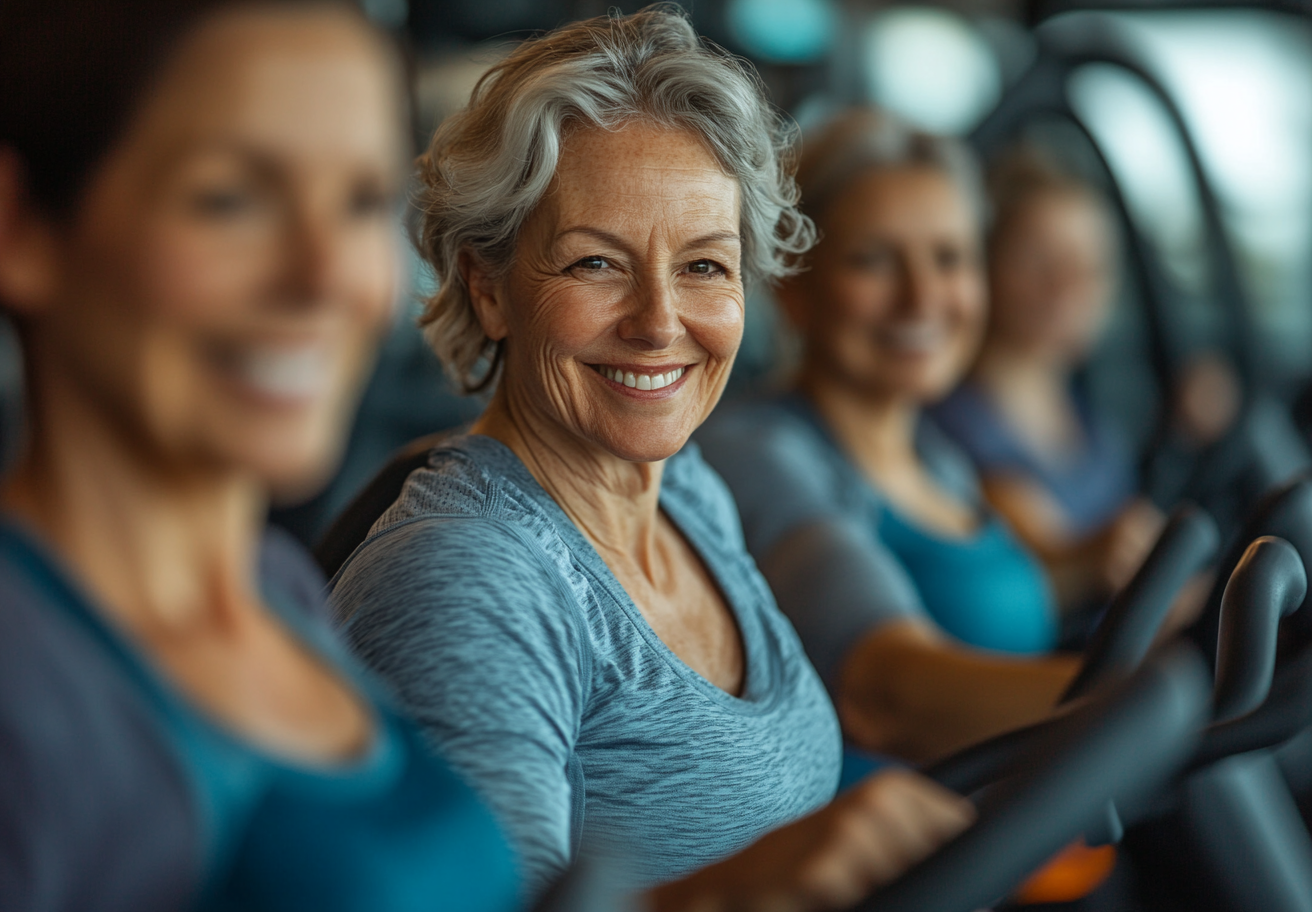 Активні люди старшого віку займаються фітнесом